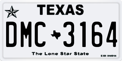 TX license plate DMC3164