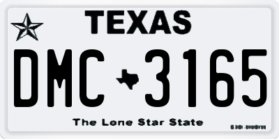 TX license plate DMC3165
