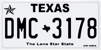 TX license plate DMC3178