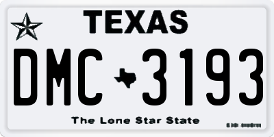 TX license plate DMC3193
