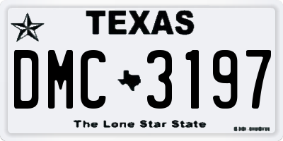 TX license plate DMC3197
