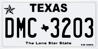TX license plate DMC3203