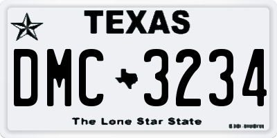 TX license plate DMC3234