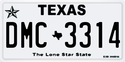 TX license plate DMC3314