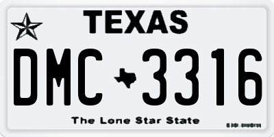 TX license plate DMC3316