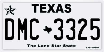 TX license plate DMC3325