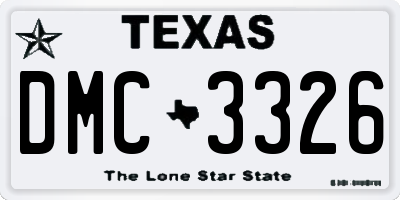 TX license plate DMC3326