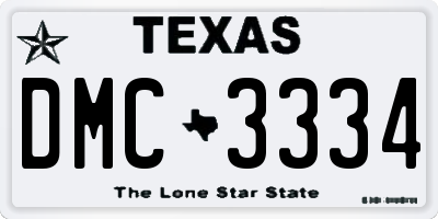 TX license plate DMC3334