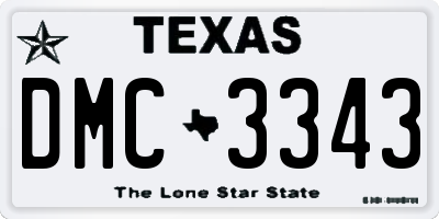 TX license plate DMC3343