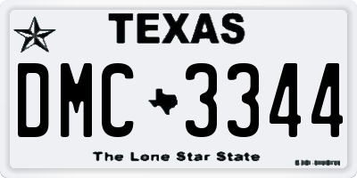 TX license plate DMC3344