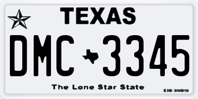 TX license plate DMC3345