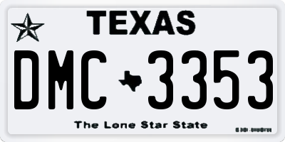 TX license plate DMC3353
