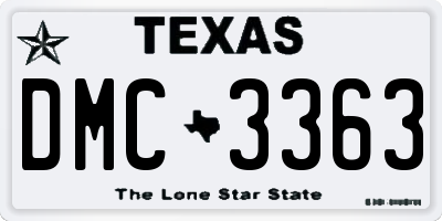 TX license plate DMC3363