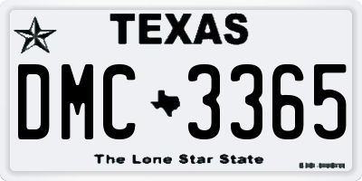 TX license plate DMC3365