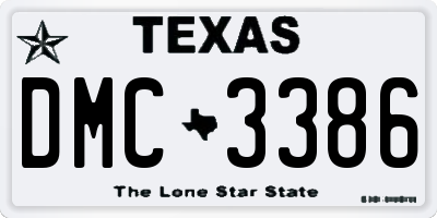 TX license plate DMC3386