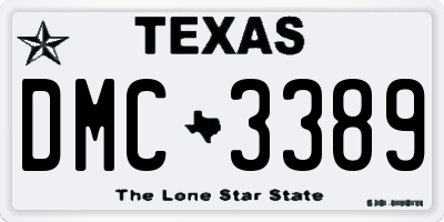 TX license plate DMC3389