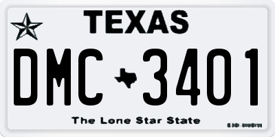 TX license plate DMC3401