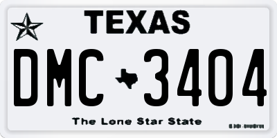 TX license plate DMC3404