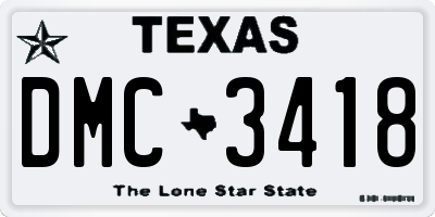 TX license plate DMC3418