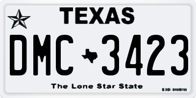 TX license plate DMC3423
