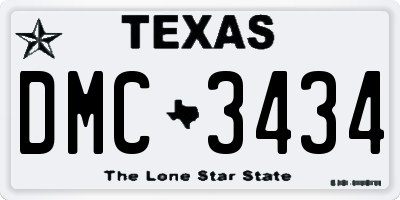 TX license plate DMC3434