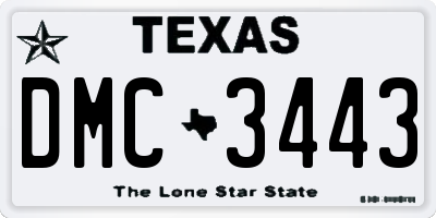 TX license plate DMC3443