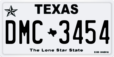TX license plate DMC3454