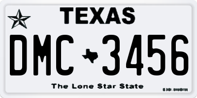 TX license plate DMC3456