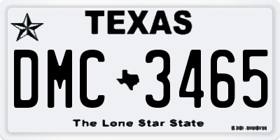 TX license plate DMC3465