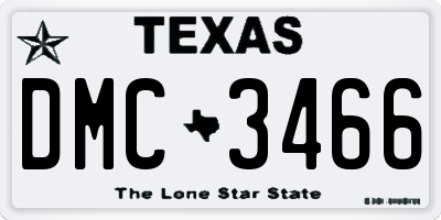 TX license plate DMC3466