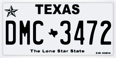 TX license plate DMC3472