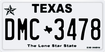 TX license plate DMC3478