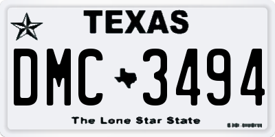 TX license plate DMC3494