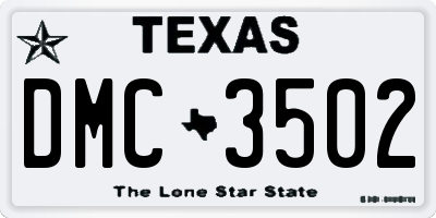 TX license plate DMC3502