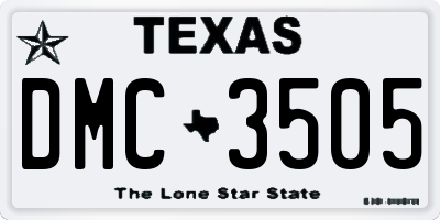 TX license plate DMC3505