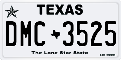 TX license plate DMC3525
