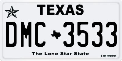 TX license plate DMC3533