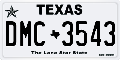 TX license plate DMC3543