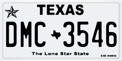 TX license plate DMC3546