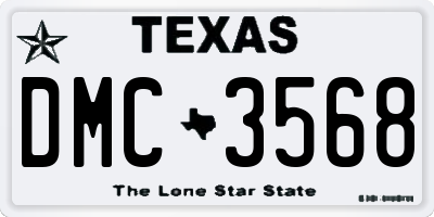 TX license plate DMC3568