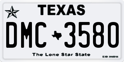 TX license plate DMC3580