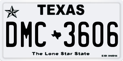 TX license plate DMC3606