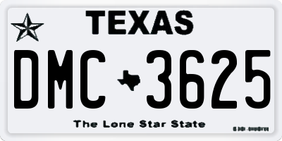 TX license plate DMC3625