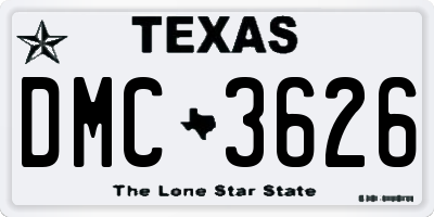 TX license plate DMC3626