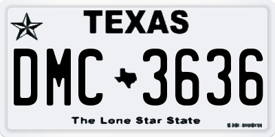 TX license plate DMC3636