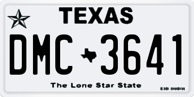TX license plate DMC3641