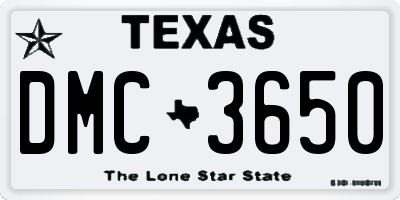 TX license plate DMC3650