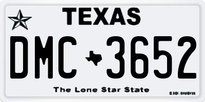TX license plate DMC3652