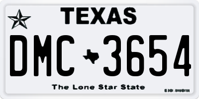 TX license plate DMC3654