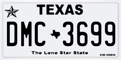 TX license plate DMC3699